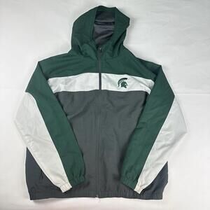 Michigan State Spartans Colosseum Gray Full Zip Windbreaker Jacket Men's‎ XL